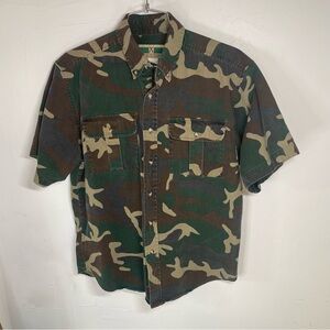 Vintage  Game Winner Camo Cargo Safari Short Sleeve Button Down